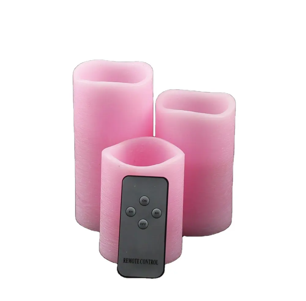 Flameless Candle Pillars With-remotes 4 Keys Battery Operated Colourful Flameless Wax LED Candle With Remote Contral