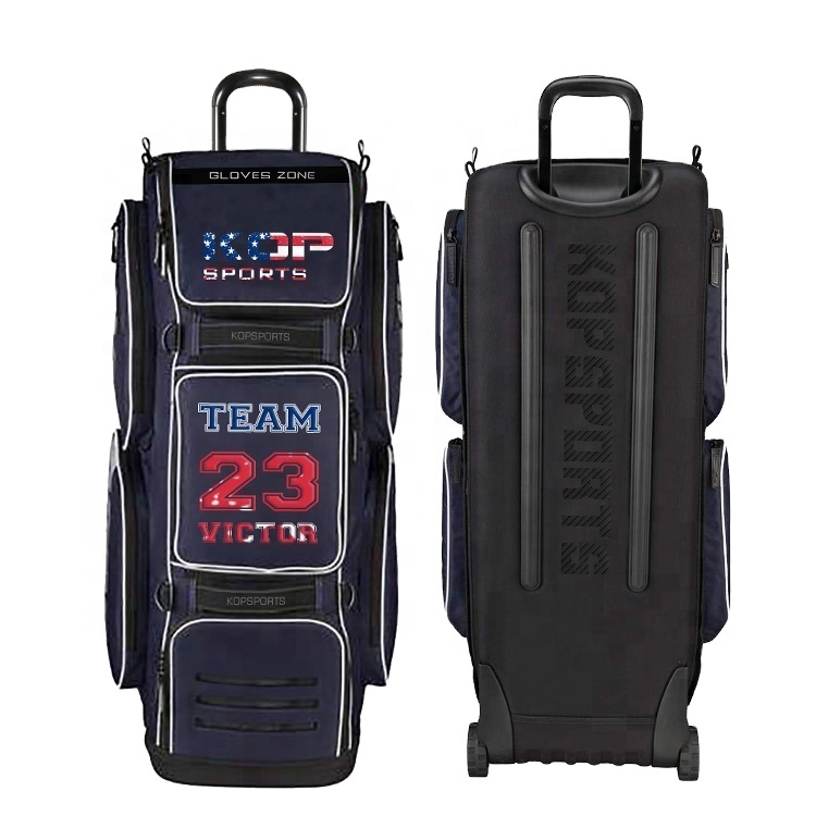 2021 KOP SPORTS Custom Navy Patriotic OPS Pro Player Wheeled Baseball Bag With USA Flag Design