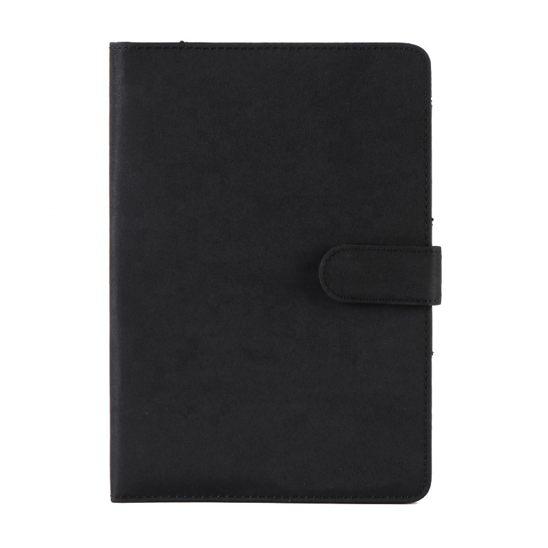 Customized logo PU Black Cover Leather Portfolio A4 Size