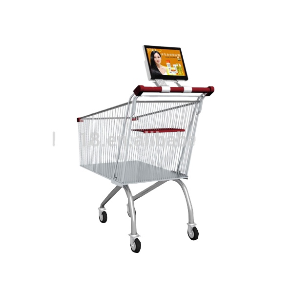 10.1 Inch TFT LCD display with rechargeable battery powered shopping trolley advertising boards for supermarket