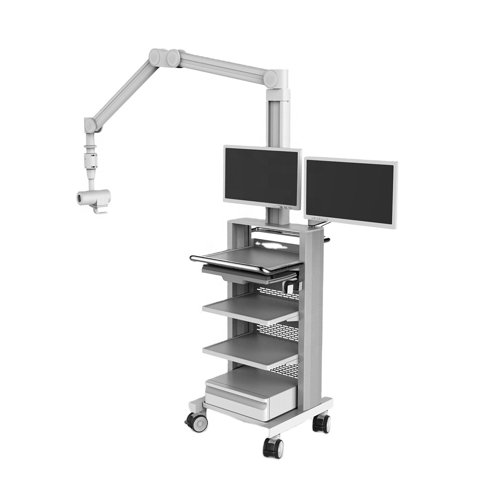 Multi-functional endoscope trolley medicine cart computer laptop workstation nursing hospital equipment cart abs trolley