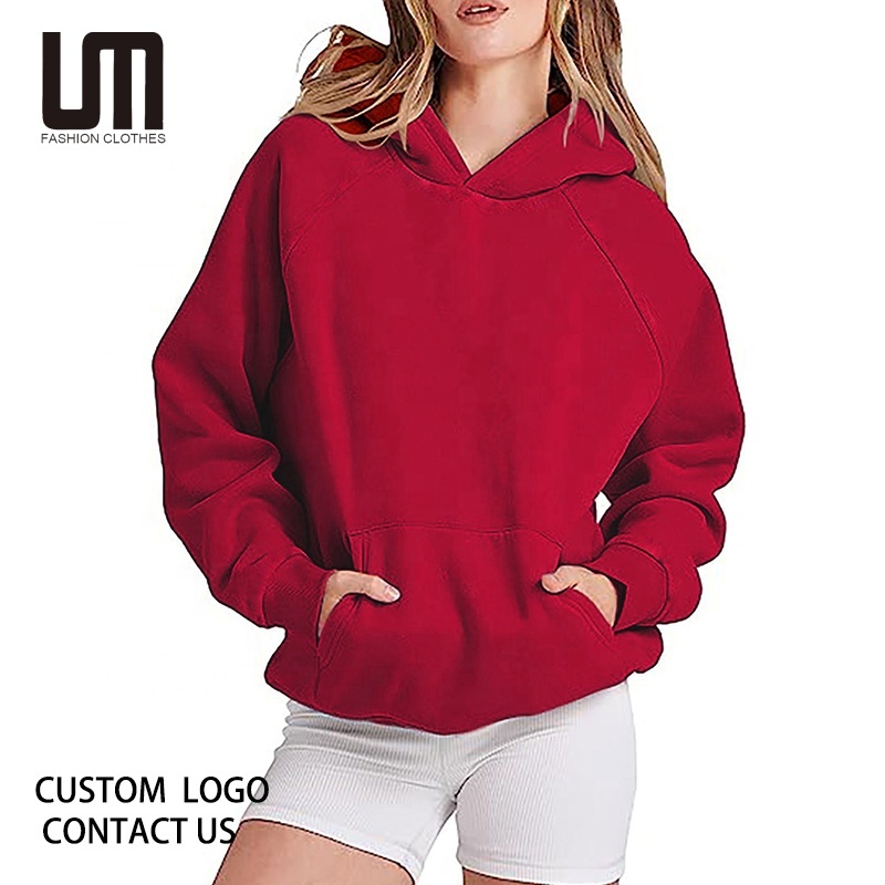 Liu Ming Custom Logo Hot Selling 2024 Autumn Winter Women Casual Loose Pullover Pocket Long Sleeve Hooded Sweatshirt