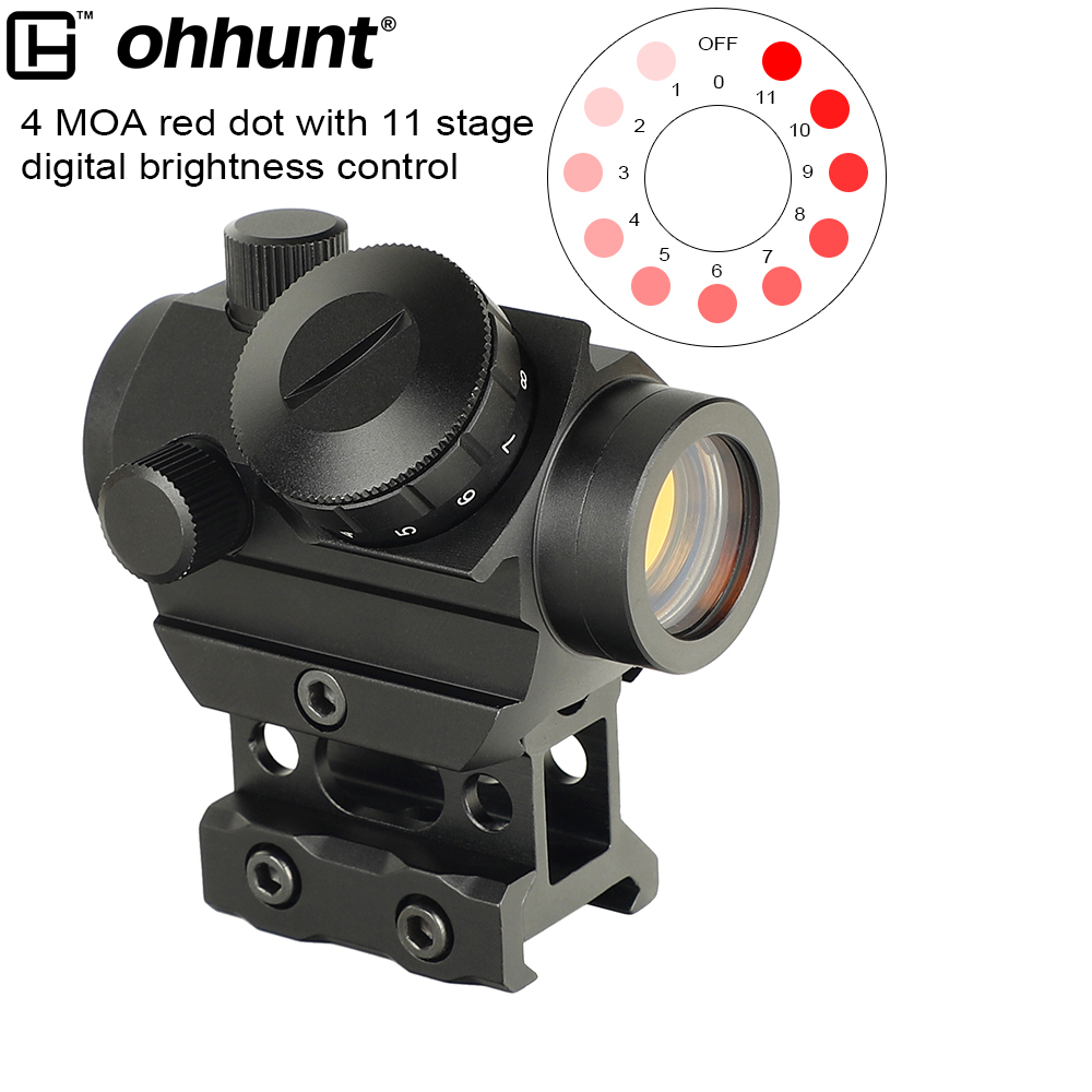 Ohhunt маломощный компактный 1X22 4 MOA прицел с красной точкой с высоким креплением Вивера Пикатинни для охоты