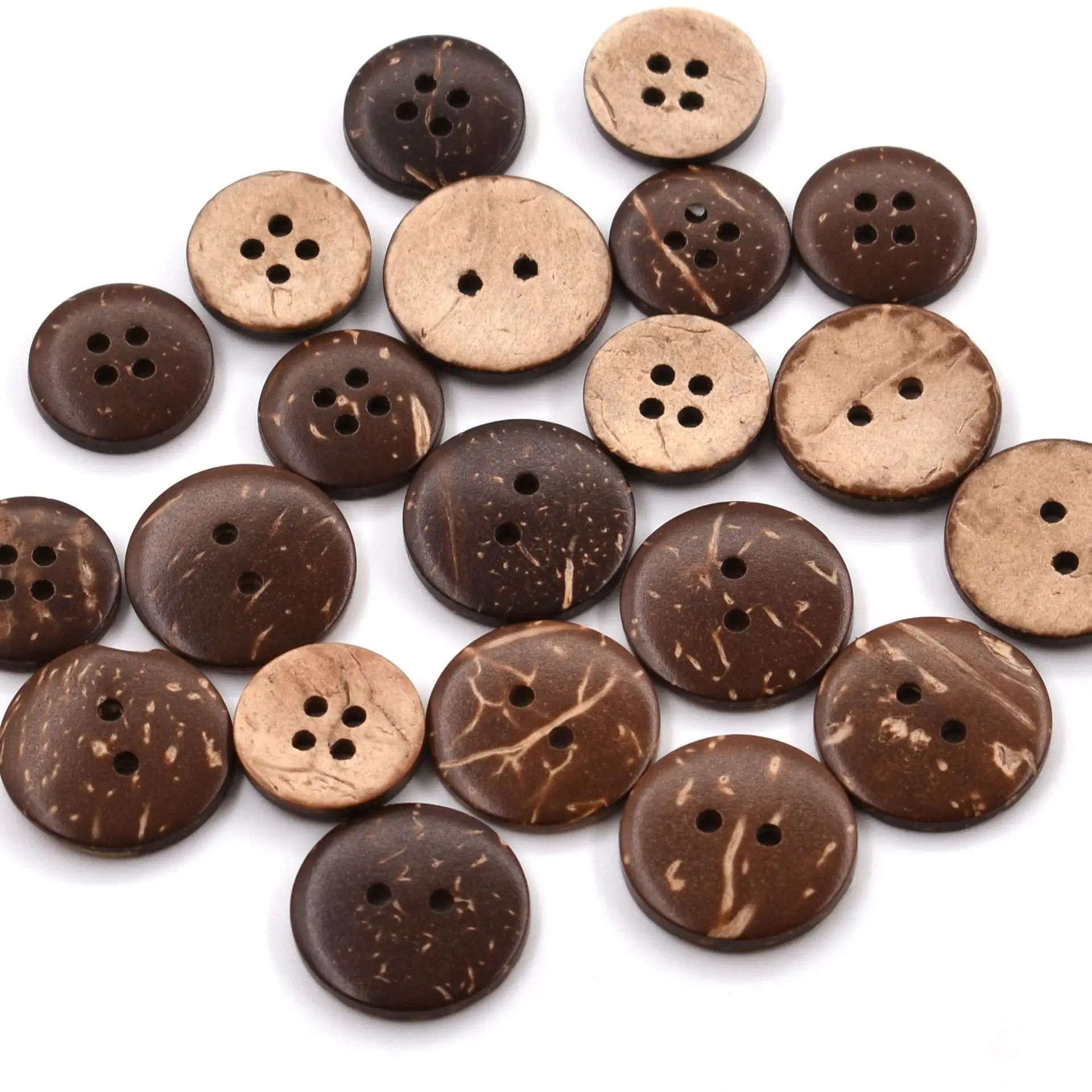 Оптовая продажа 2 круглых отверстия швейные головистой формы коричневая рубашка натуральный кокосовыми кнопками
