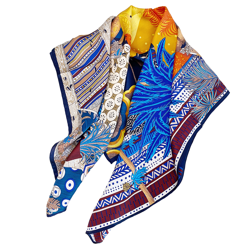 20 Pieces Digital Printed 90*90cm large Square silk Scarf for Female 100% Pure Mulberry Silk Scarf Fashion Headband Silk