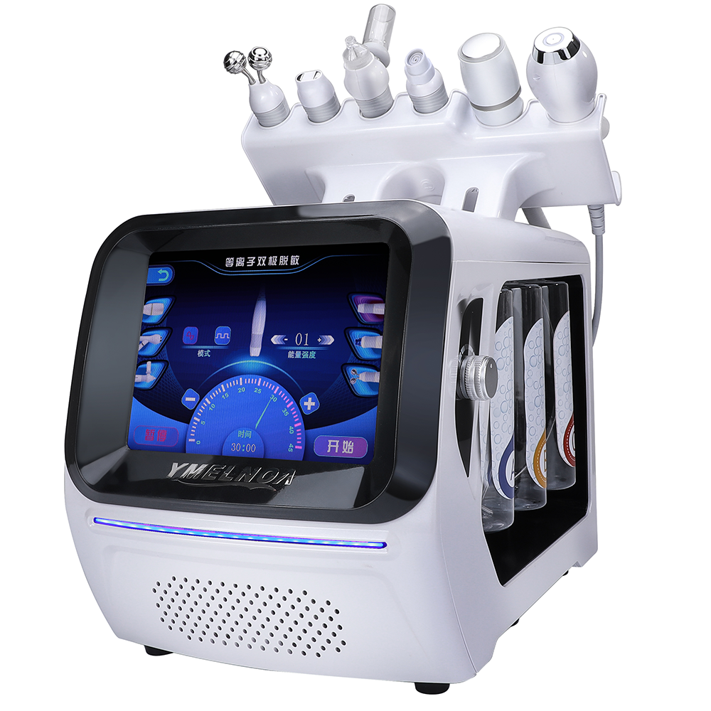 Аппарат для очистки кислородом 6 в 1, краскопульт с функцией Rf и EMS, водная микродермабразия H2o2, кислородный струйный аппарат для лица с аквакислородом