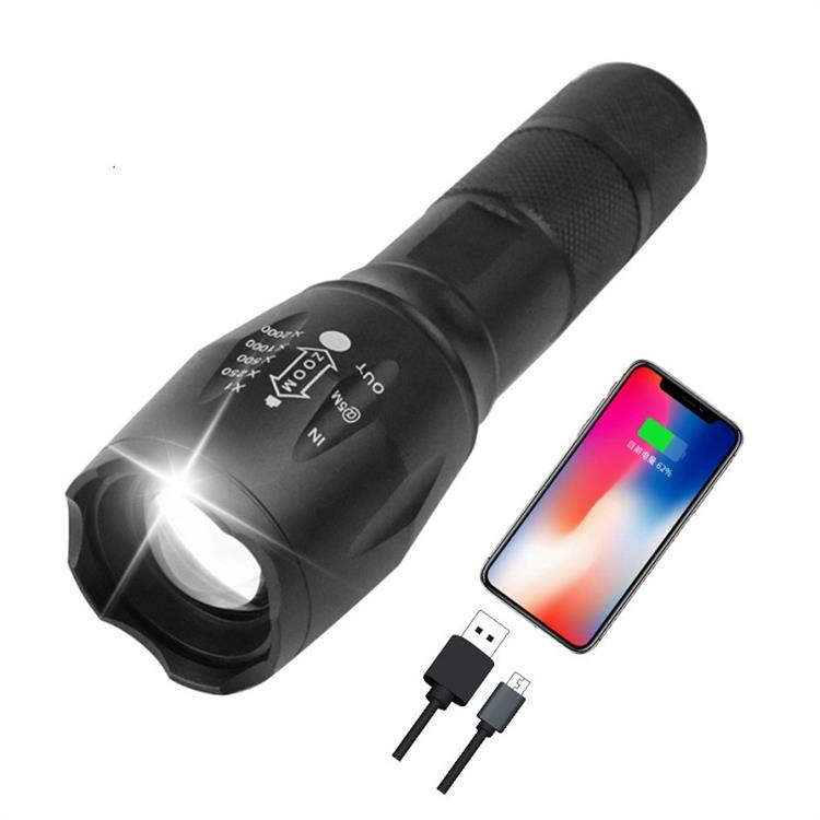 Amazon горячие продажи, высокая мощность аккумуляторная батарея 18650 Usb Факел свет с мобильная зарядка мини фонарик для дома на открытом воздухе аварийного кемпинга