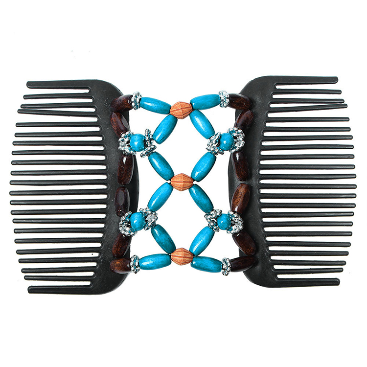 3x Womens Beaded Pearls Magic Elastic Hair Clips Stretchy Double Hair Combs