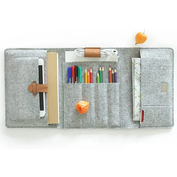 Multi function felt pen bag custom kids pencil case school a5 notebook case