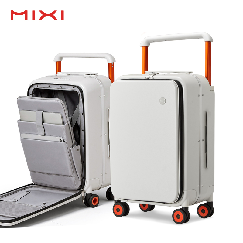 Mixi Luxury Latest Designed Aluminum Silent Wheel Trolley Suitcase Business Travel luggage Set Multi-functional Suitcase