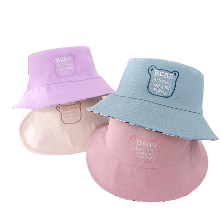 Fashion cartoon colorful summer kids vintage hats custom printing reversible kids sun hat