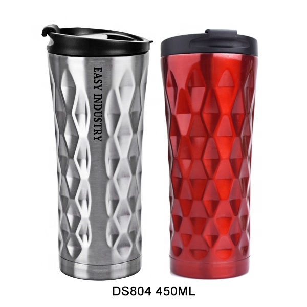 DT457 450 мл/15 унций, оптовая продажа, чашка в форме алмаза, изолированный стакан из нержавеющей стали с крышкой из АБС-пластика