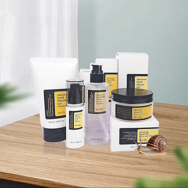 Private Label 4pcs Skincare Products Snail Mucin Collagen Anti-aging Face Cleanser Serum Facial Moisturizer Cream Skin Care Set