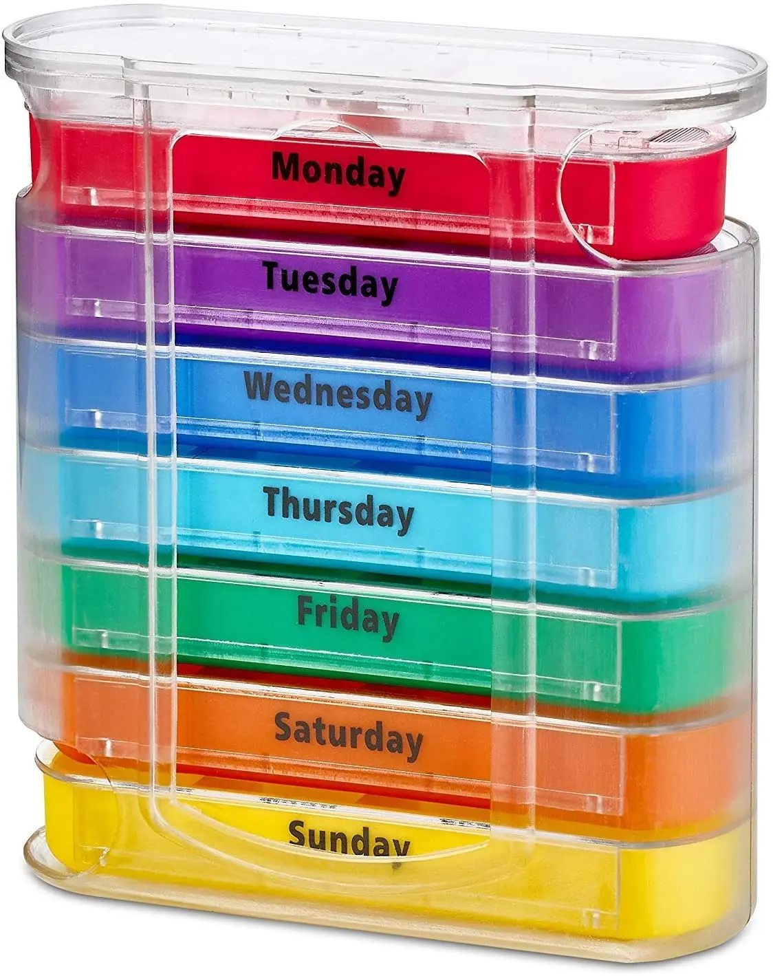 Colorful Weekly 4 Times A Day Pill Box With Stackable Compartments