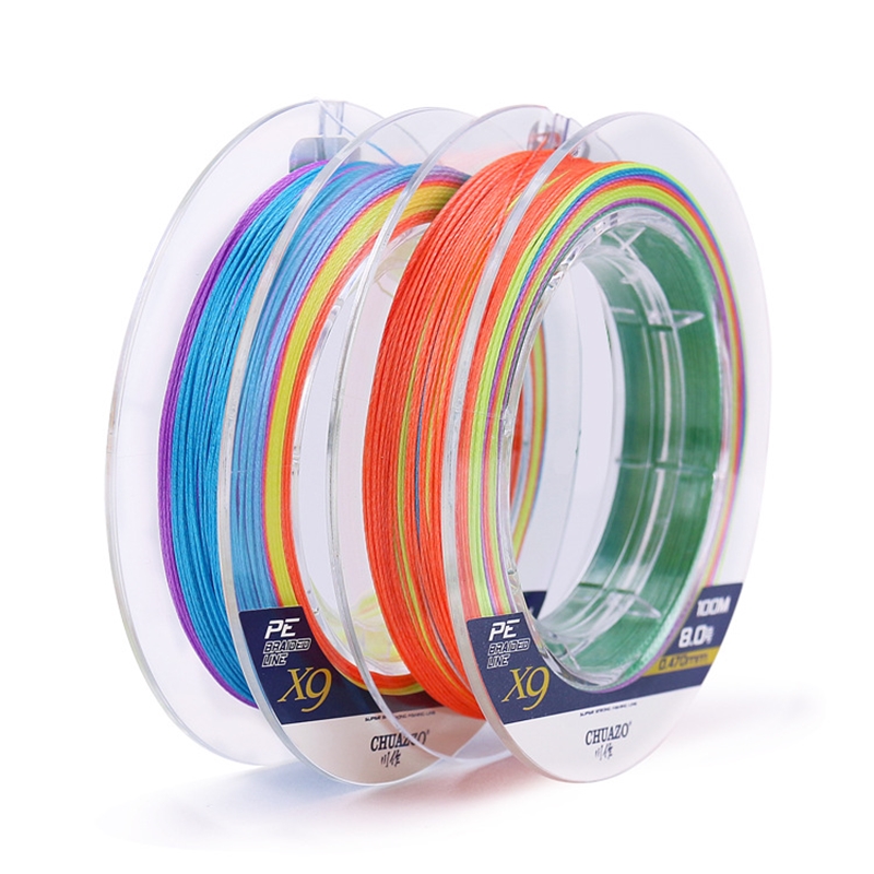 Top Right X9 100m Braided Fishing Line 9 Strands Multicolor Multifilament Saltwater Pe Line