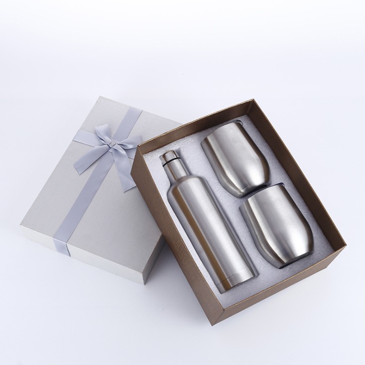 High Quality Food Grade Stainless Steel Wine Bottle and Wine Tumblers Set Wine Gift Set