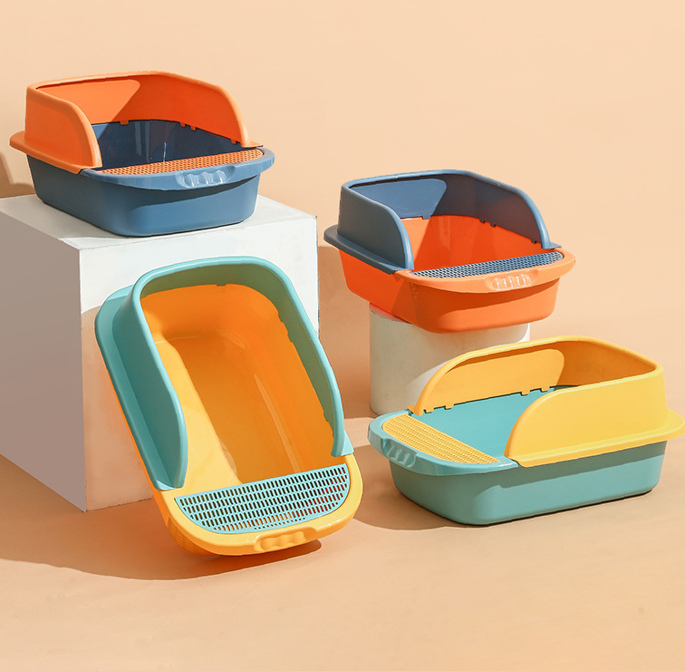 Wholesale Custom Colorful Durable Eco-friendly PP Cat Litter Box with Litter Scoop Cat Litter Tray Cat Toilet