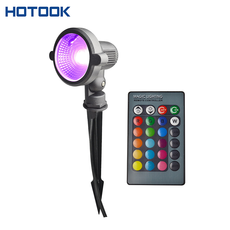 HOTOOK China Factory 10W RGB RGBW Lawn Light Remote Controlled 12V waterproof IP65 Spike LED Garden Light