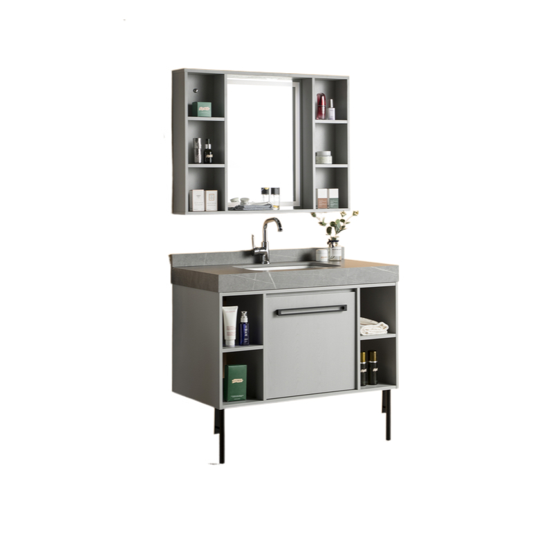 Solid Wood Multiple Storage Modern Bathroom Loccker Vanity Cabinet Waterproof With Sink