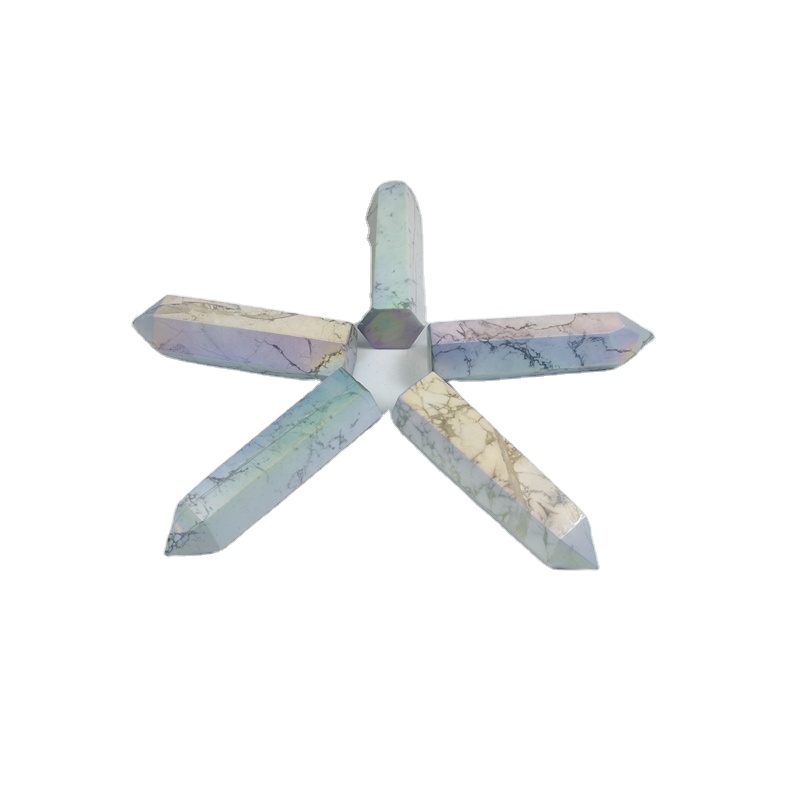 Хит продаж, высококачественный натуральный лечебный камень Aura Howlite Point для фэн-шуй