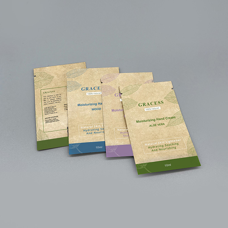 Custom Print Biodegradable Kraft Paper Packet Small Cosmetic Cream Sachet Flat Bag Seal packaging Bags