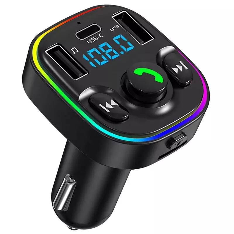 Беспроводной радио адаптер RGB автомобильный комплект Dual USB-C PD MP3 плеер b'luetooth FM передатчик с TF картой и USB диск