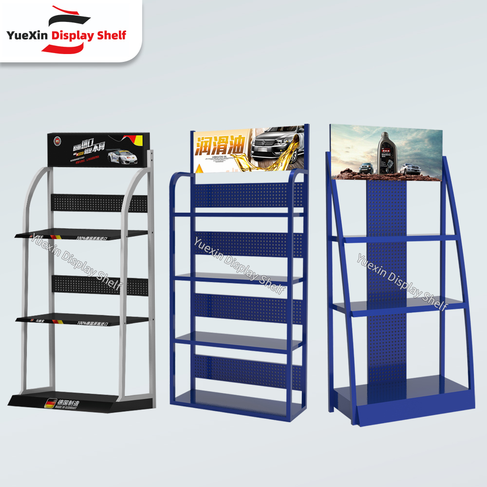 YX Custom Supermarket Shelves Durable Single-Sided Light Duty Metal Steel Display Rack for Retail Store & Shop Oil Banner Stands