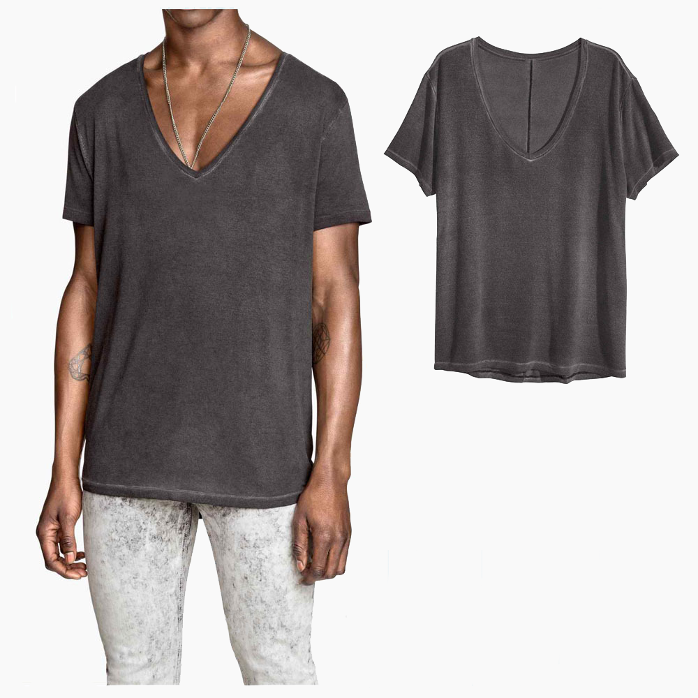 Snow washed Attractive V-neck t-shirt for men wholesale short sleeve Men casual soft 100%cotton plain T-shirt for men