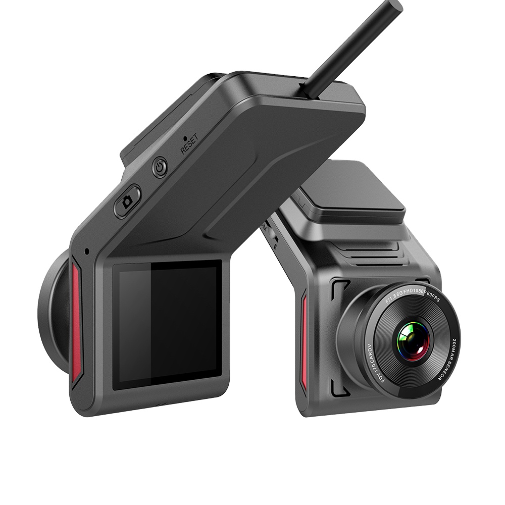4G 1080P FHD Built-in GPS Dash Cam, Front Inside and Rear Car Camera Recorder with Infrared Night Vision
