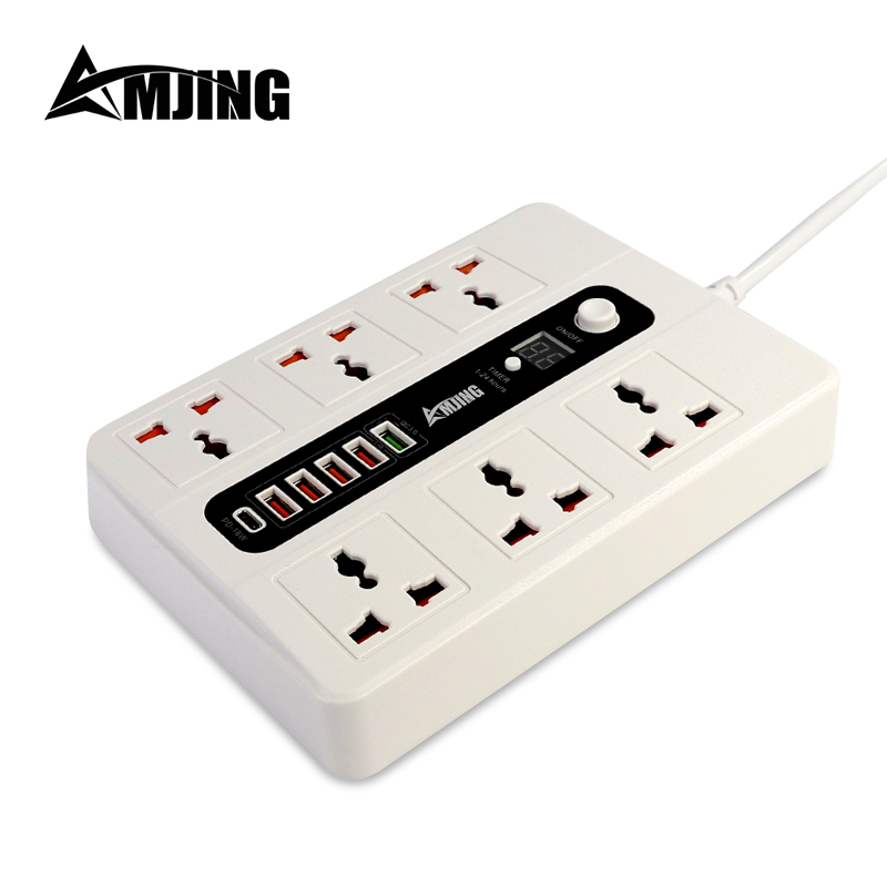 RTS фабрика 6 вилки Сетевая розетка для розетки с 5 полосная USB PD 18 Вт Type-C BKL-011-W гнездо для семьи или офиса