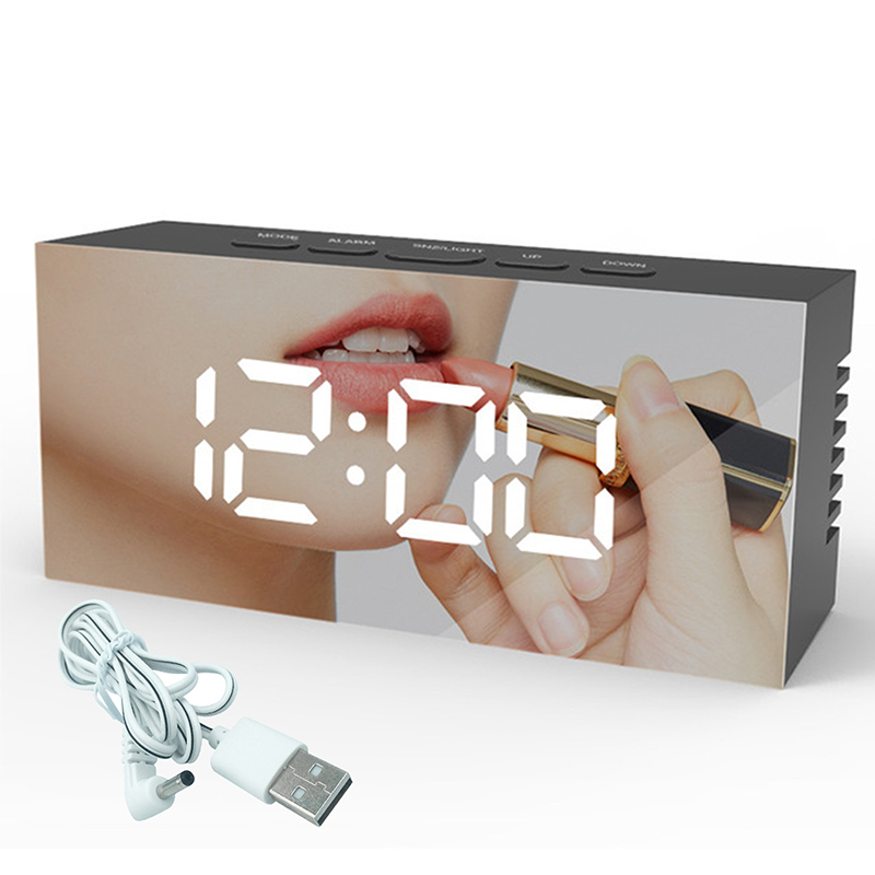 Top Sale Mirror Surface Alarm Clock Twice Snooze Mode Smart Alarm Clock Electronic Mirror LED Bell Alarm Clock