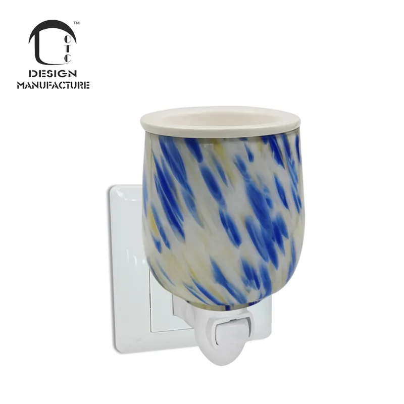 manufacture OEM handmade bed room blue ceramic wall pluggable electric fragrance warmer