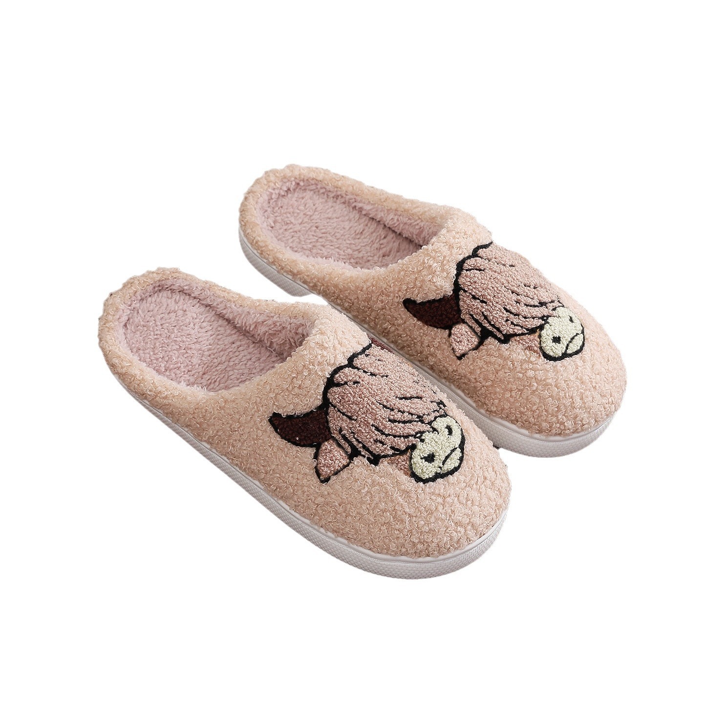 Winter christmas warm cute funny cozy home animal highland cow slippers for men woman