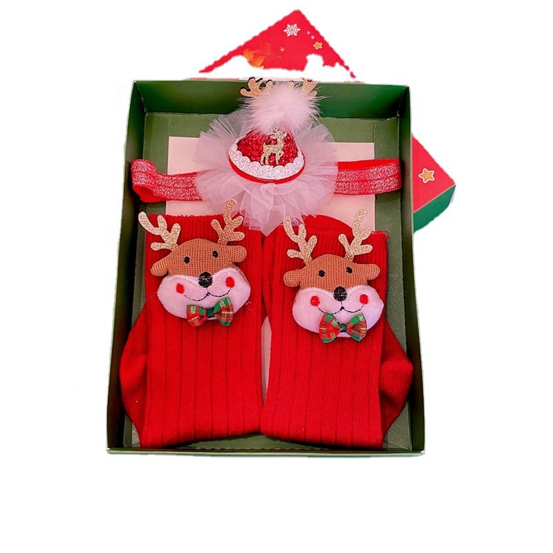 2021 New Christmas Baby Hair Tie Gift Box stockings set