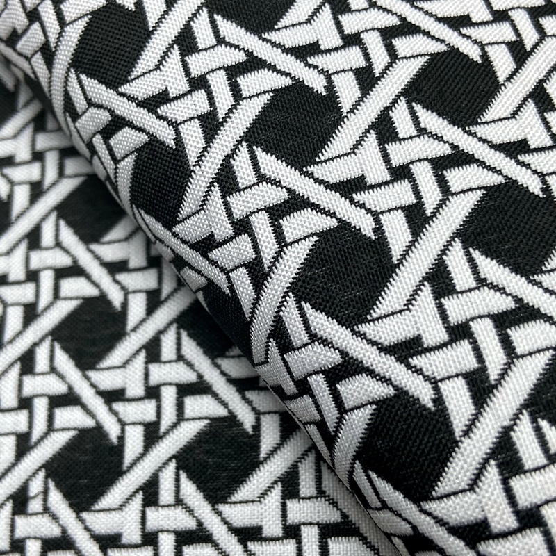 High density 100% polyester knit black white dobby geometric pattern jacquard fabric for clothing