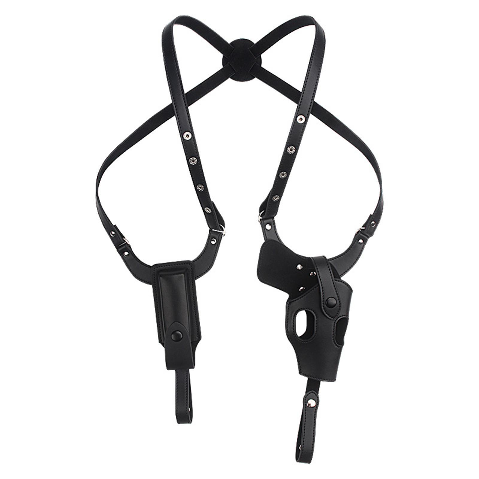 Men's Leather Shoulder Holster Double Pull Adjustable Holster Underarm Universal Invisible Shoulder Carry Bag Vertic