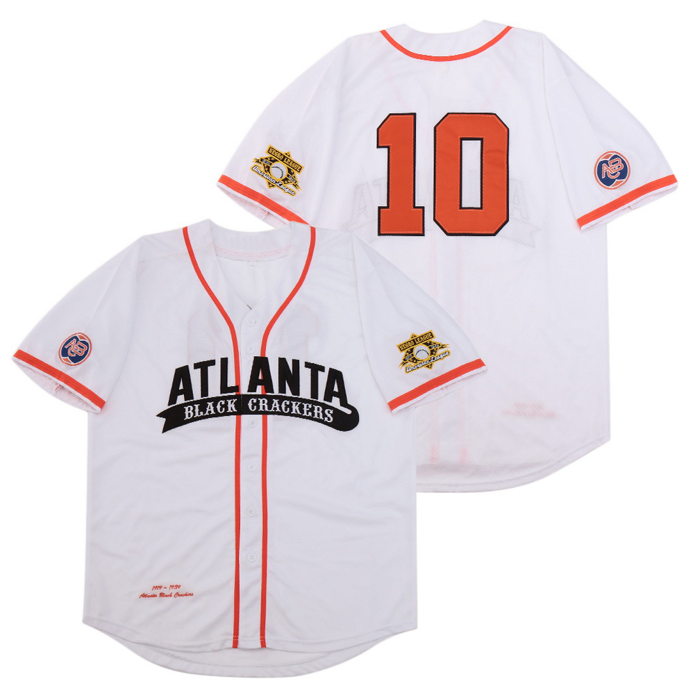 Wholesale Mens Atlanta Black Crackers 10 Negro League Baseball Jersey Stitched S-3XL
