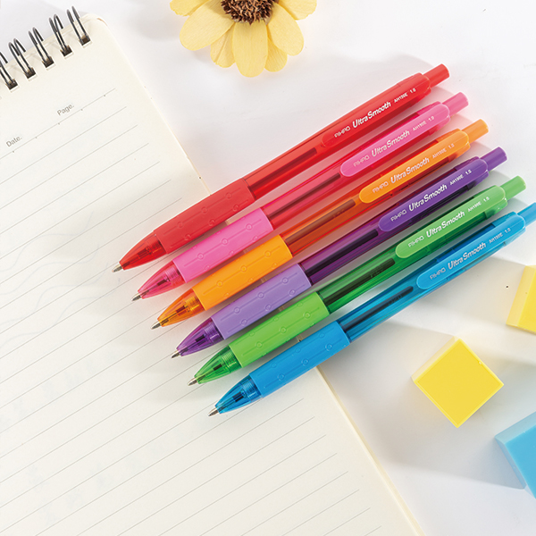 China Office School Supplies Promotional Plastic 6 Color 1.0mm Medium Point Ballpoint Pens