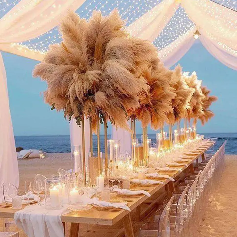 Pampas Grass Wedding Decoration Boho Home Decor Flowers Dried Flower Grey Natural JH220157 Wholesale Silk