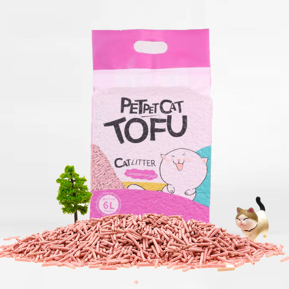 6L tofu cat litter plant cat litter absorbent granules can be degradable, dust-free, multi flavor, agglomerate
