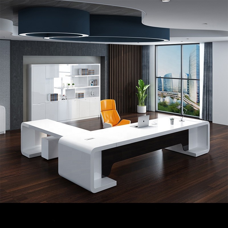 Zitai OEM ODM Customized White Glossy Computer Table Office Furniture Modern Executive Office Desk Luxury Office Table