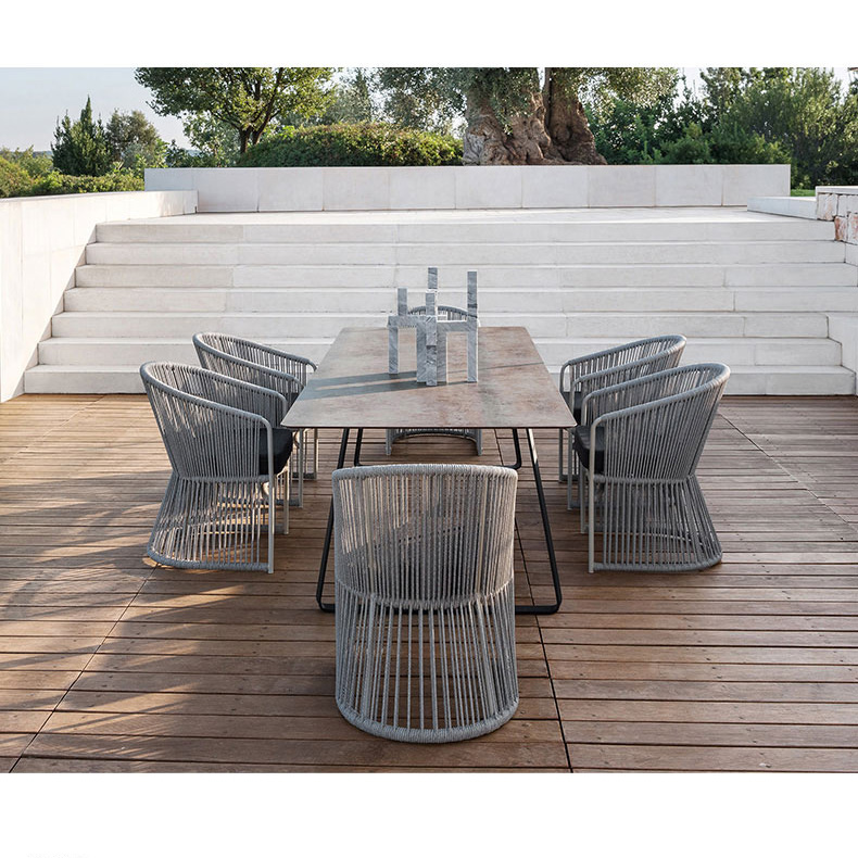 Modern Stylist Hotel Tropical Restaurant Furniture Garden Rattan Outdoor Rope Dining Chair