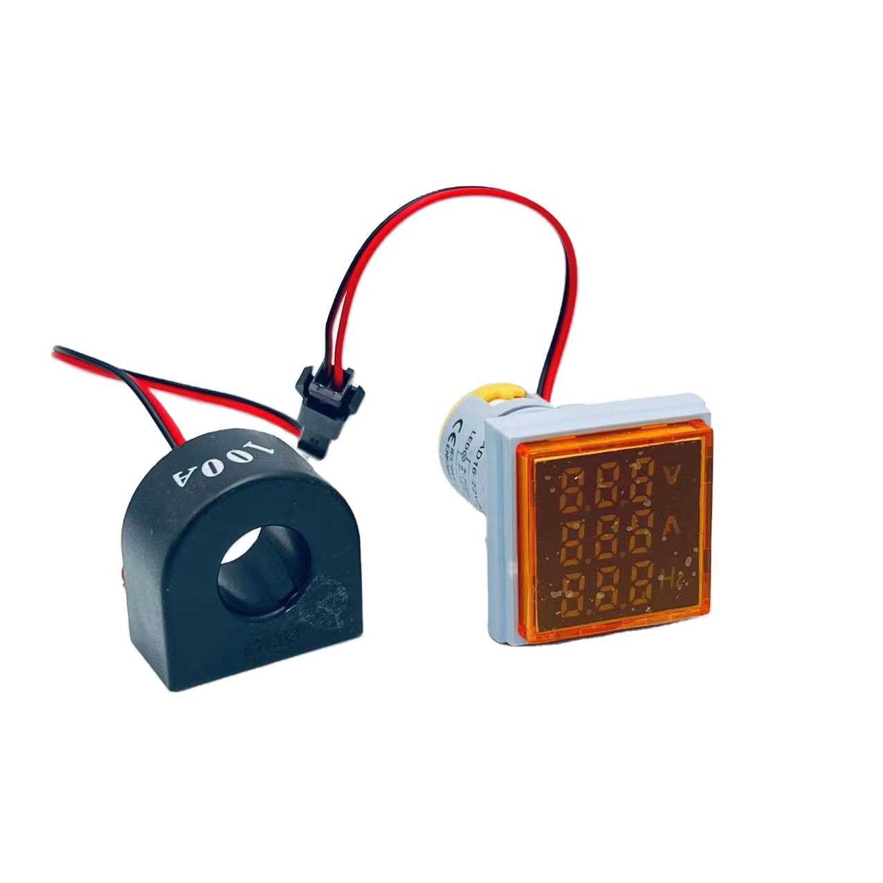 Светодиодный дисплей Traid Ac 0-100a Ac V + a + hz, 22 мм, квадратный, 12 В, светодиодная цифровая панель, Аналоговый вольтметр и амперметр, Индикатор Частоты