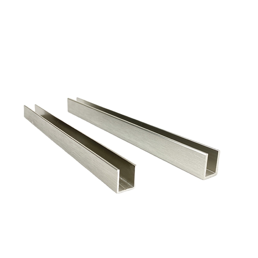 Bathroom Anodized Brushed Nickel Aluminium Glass Shower U Channel Glass For 10-12mm