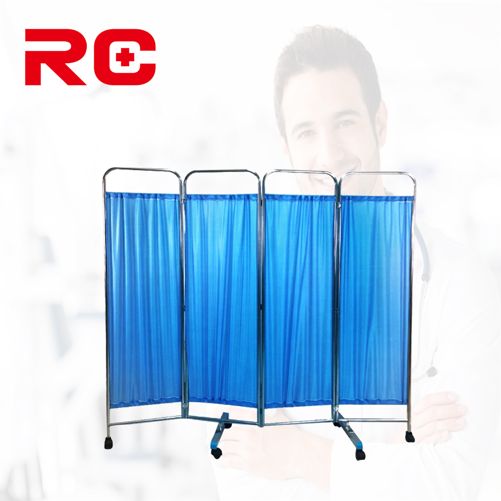Stainless Steel Frame 4 Folding Partition Medical Ward Screen For Hospital