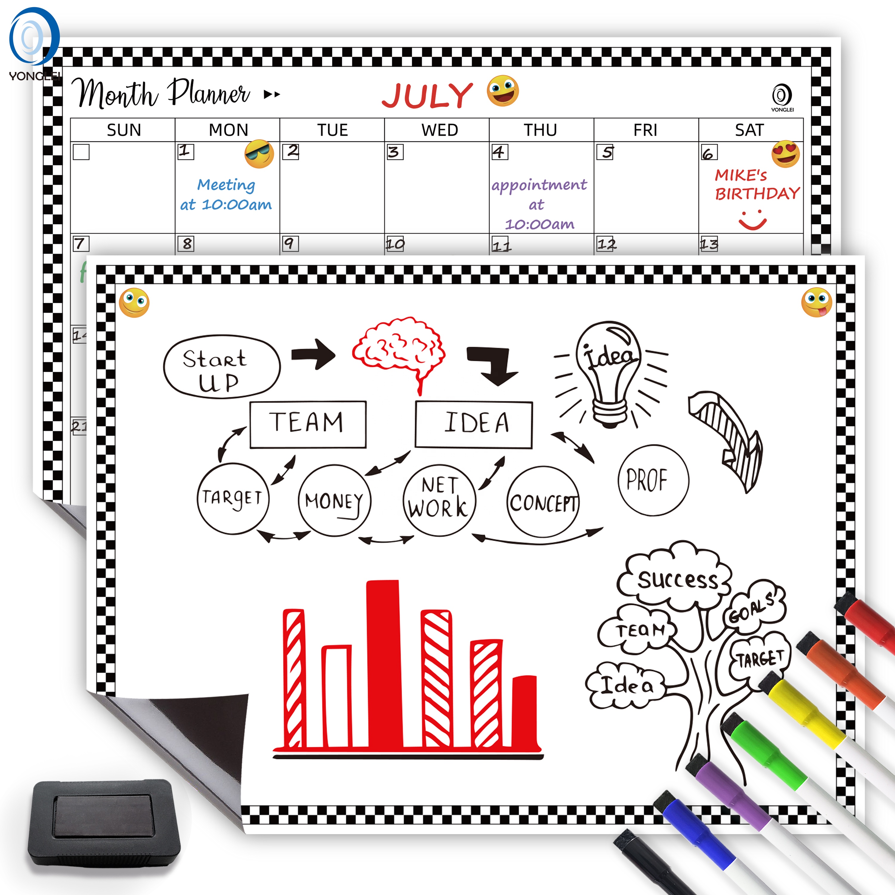 9.9P-9 Magnetic dry board magnetic notice board dry erase magnetic whiteboard a3 for fridge