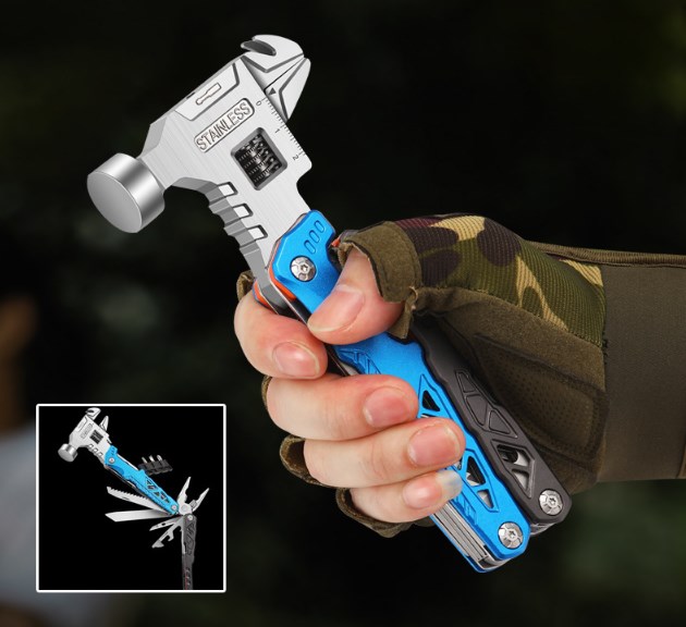 EDC Outdoor Survival Folding Multitool Multi Function Screwdriver Set 19 In 1 Multitool Hammer Multi Function Tool