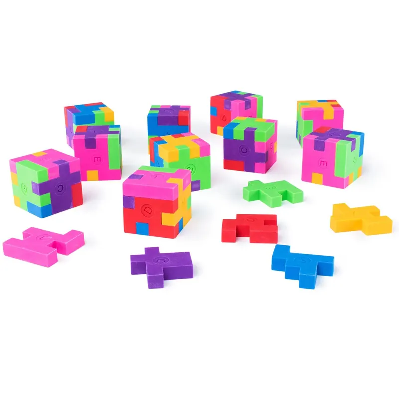 School and Office Supplies 3D Toy Brick Colorful Square Eraser Shaped Pencil Eraser