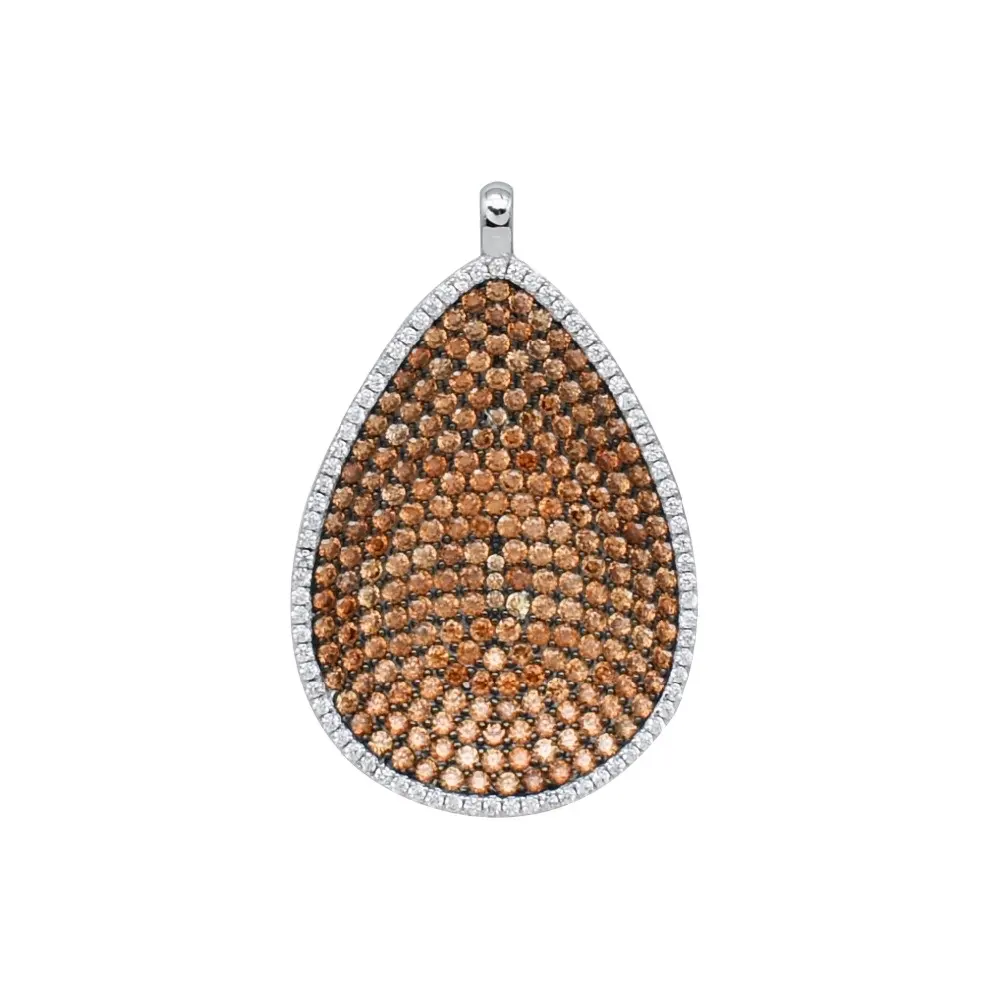 Luxury Big Size Water Drop Pendant Micro-pave setting Coffee zircon Two Tone Luxurious Sterling 925 Silver pendant
