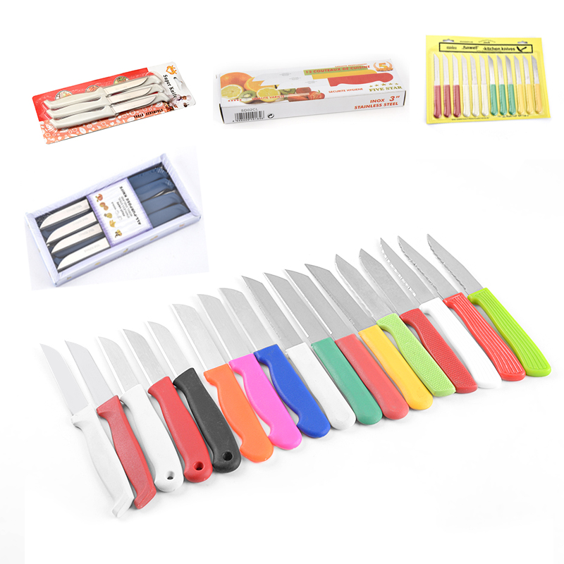 12PCS Stainless Steel single color Handle Fruit Knife Set paring Knives peeling Knives set vegetable cutter for home use